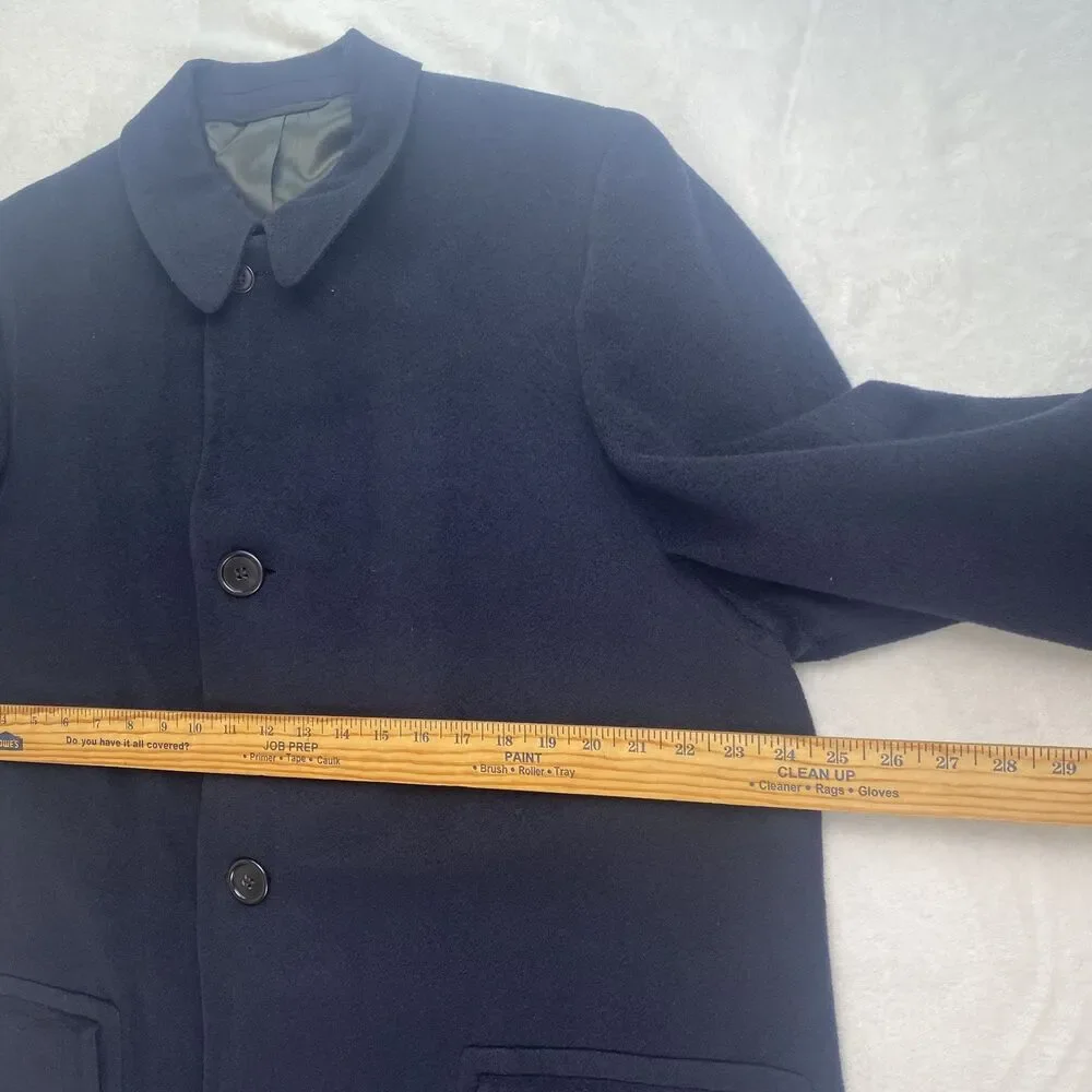 Vintage 100% Cashmere Overcoat Mens Extra Large Navy Long Winter Coat